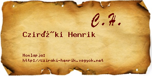 Cziráki Henrik névjegykártya